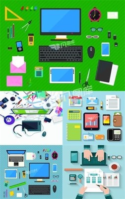 卡通辦公設備矢量素材合集 輕松提升創意效率，盡在非凡圖庫